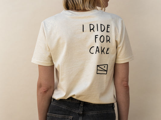 "I ride for cake" Unisex T-Shirt, Vanilla Cream